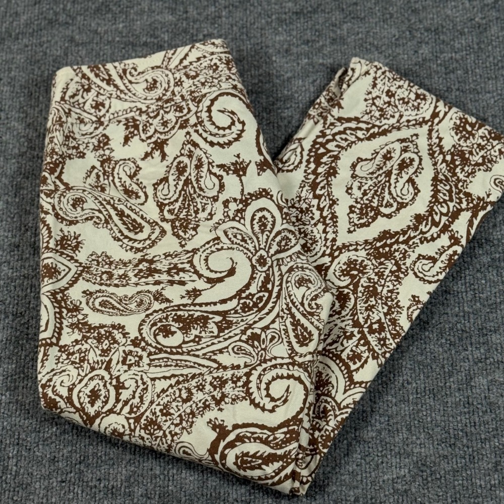 Retro Gap Stretch Size 2 Capri Pants Paisley Print Brown Beige Cropped Fall